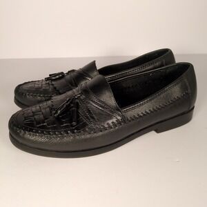 Croft & Barrow Men's Slip On Loafers Woven Black Leather Size 11.5M